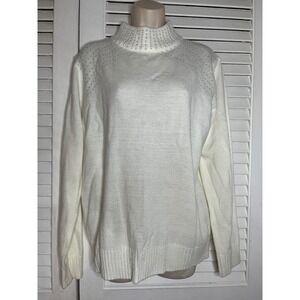 Y2K Juicy Couture Ivory Pearl Stud Embellished Mock Neck Knit Sweater XL